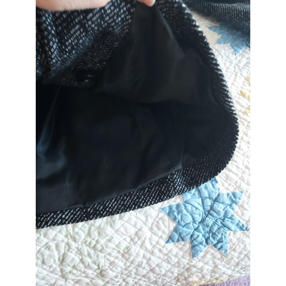 London Fog Women's XL Black/White Herringbone Wool Jacket Lined Pockets buttons - Picture 7 of 8